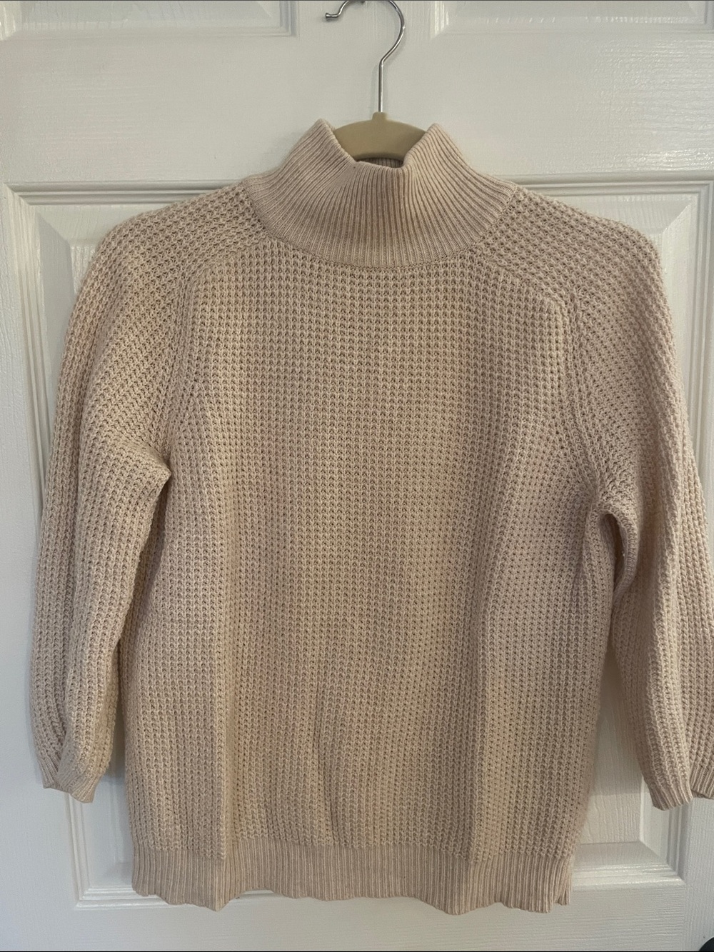 Zara Waffle Knit Turtleneck Sweater Oatmeal Color Sz M